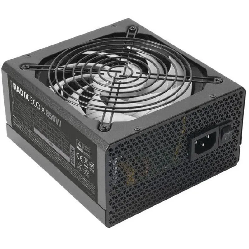 Tacens RADIX ECO X 850 ATX Alimentatore 850W 6 Anni di Garanzia 87% SMD DC-DC AI-RPM FDB Nero