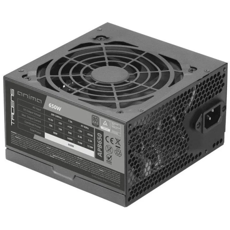 Tacens Anima APB650 Alimentatore ATX 650W 80plus Bronzo 85% SMD Ventola DC-DC 12cm Nero