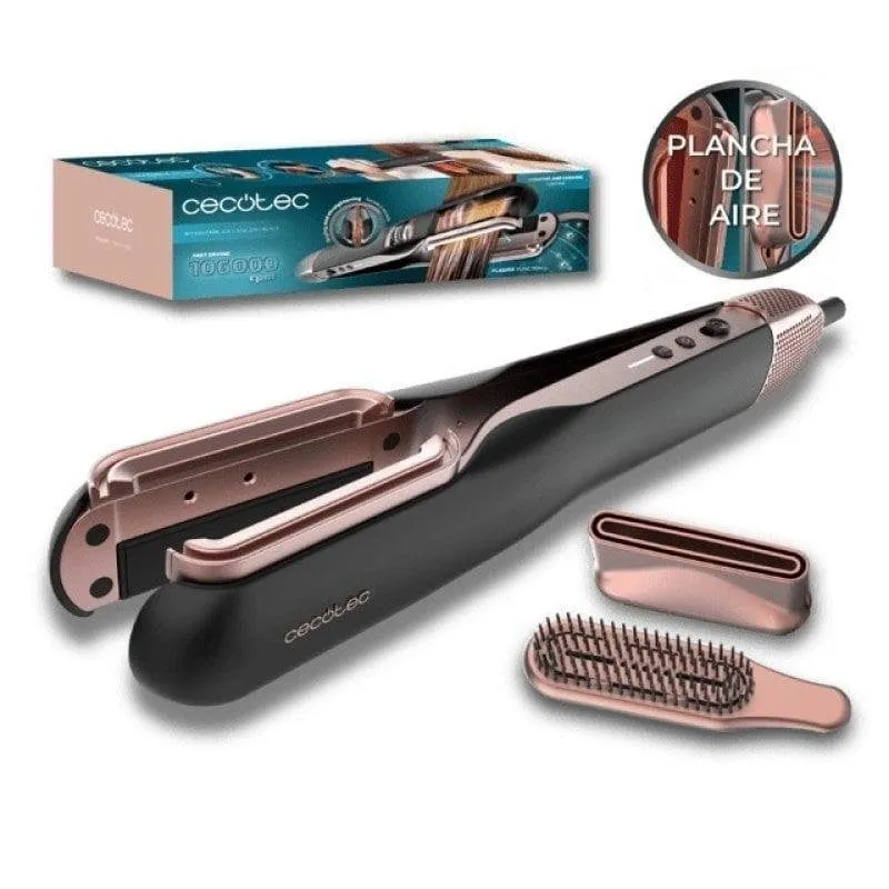 Piastra per Capelli Ceramica Cheratina 2 in 1 Cecotec RitualCare Air Lisse 150ºC 3 Impostazioni Ionico Accessori Nero
