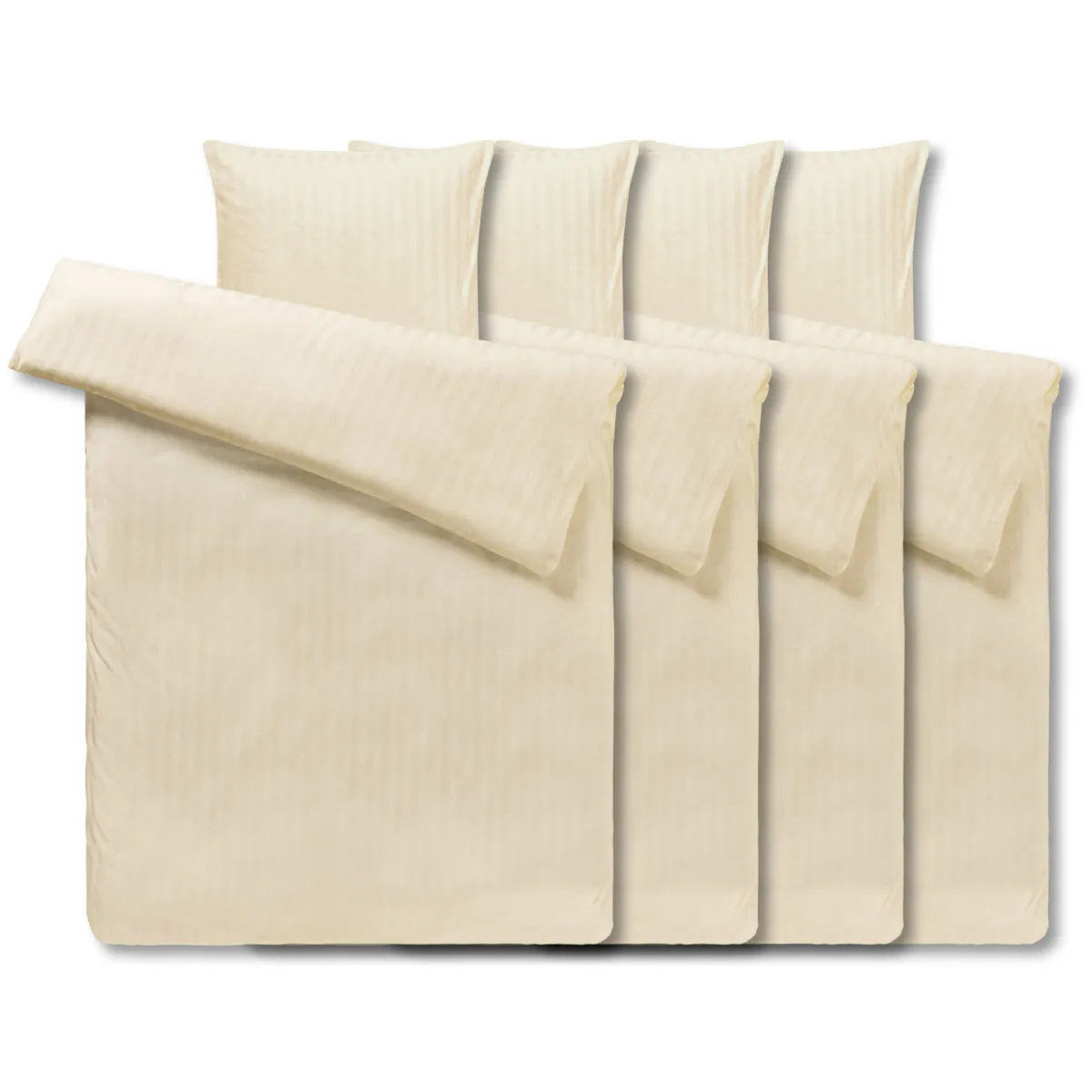 4x PULSIVA Coordinato Satina a righe larghe 20 mm; 160x210 cm (LxL), 65x100 cm (LxL); champagne; 4 set / Pacco