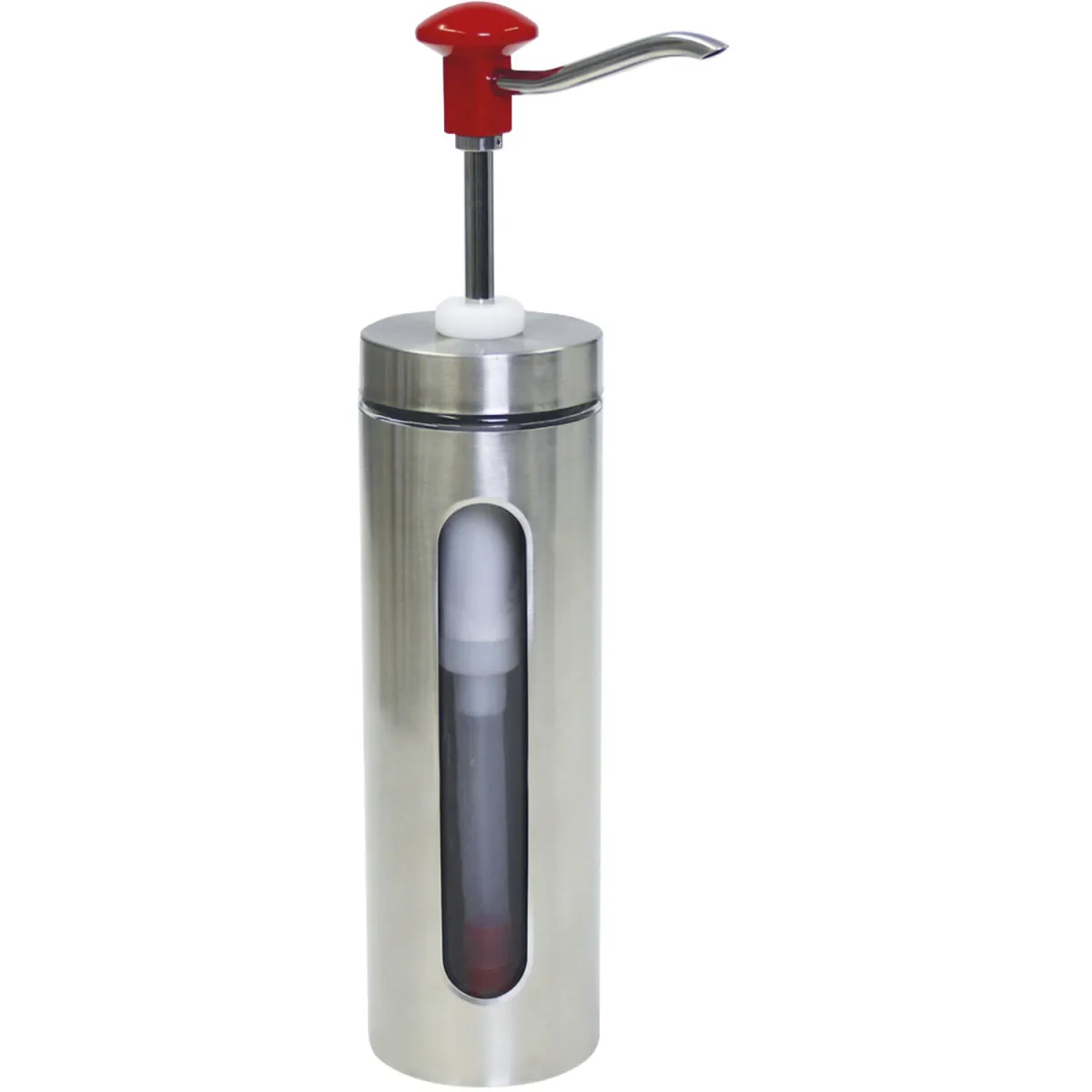 Schneider Dispenser a pompa e bottone; 2000 ml, 10x45.5 cm (ØxH); rosso/acciaio inox
