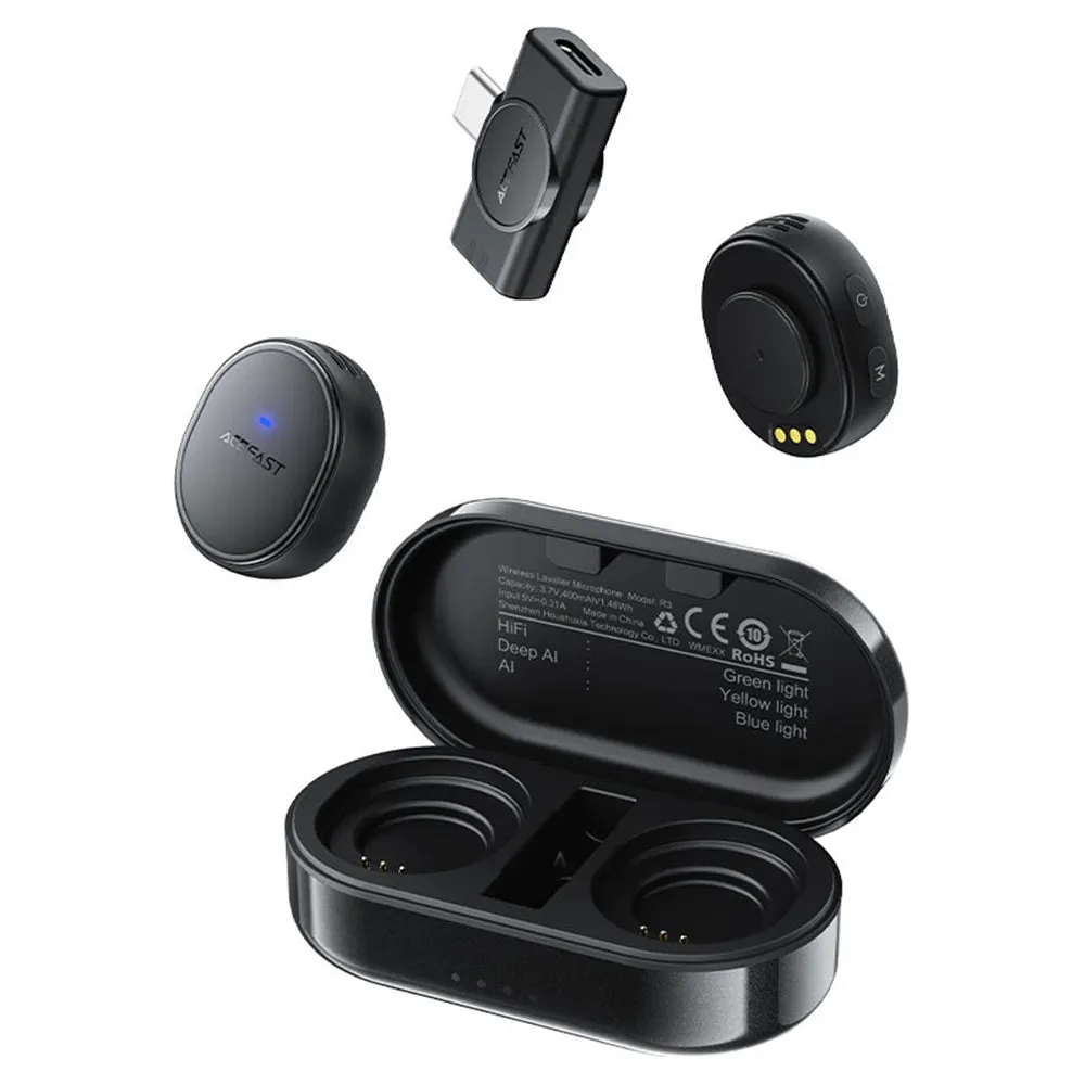 Lavaliera Acefast R3, USB-C, Set 2 pezzi, Nera
