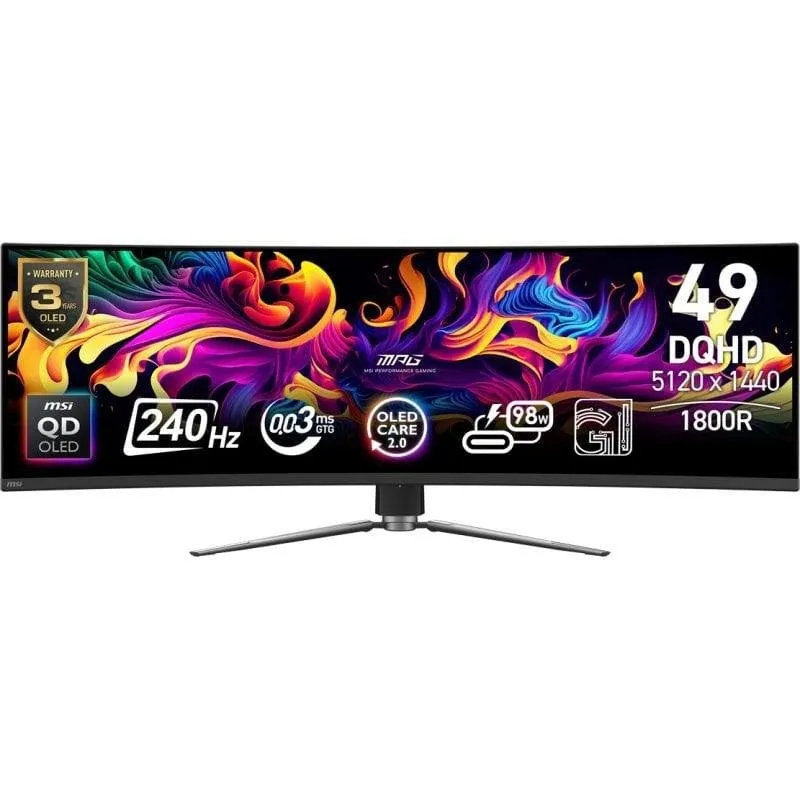 Monitor PC MSI MPG 491CQPX 49" Dual QHD 240Hz QD-OLED Curvo 0,03ms USB-C