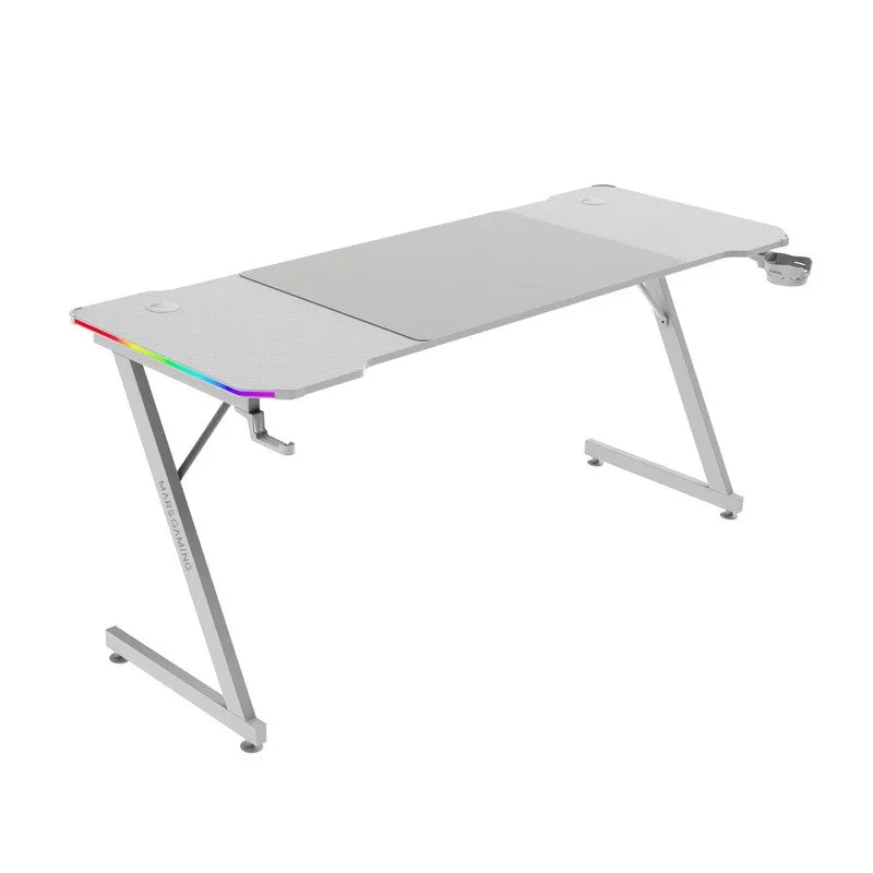 Mars Gaming MGD-X160RGB Tavolo ergonomico Controller ARGB Tappetino XXL Supporti esterni 160x60 cm Bianco