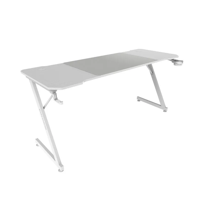 Mars Gaming MGD-X160 Tavolo ergonomico XXL Tappetino per cuffie e portabevande 160x60 cm Bianco