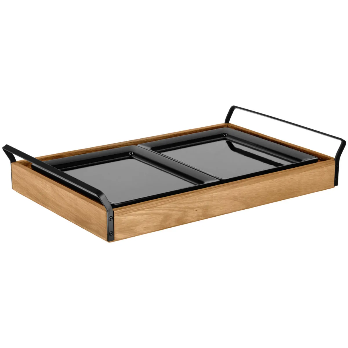 VEGA Vetrina refrigerata con piastre eutettiche Esino bassa, 2x GN 1/2, in melamina; GN 1/1, 61.9x38.6x10.9 cm (LxLxH); quercia/nero; rettangolare