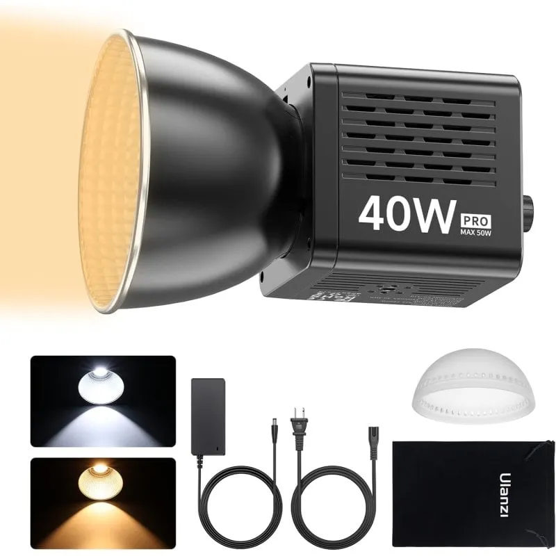 Ulanzi L023 Luce LED Pro da 40 W per registrazioni professionali con supporto estensibile e batteria da 3400 mAh Nera