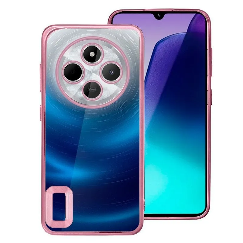 Custodia con bordo metallico rosa freddo per Xiaomi Redmi 14C / Poco C75