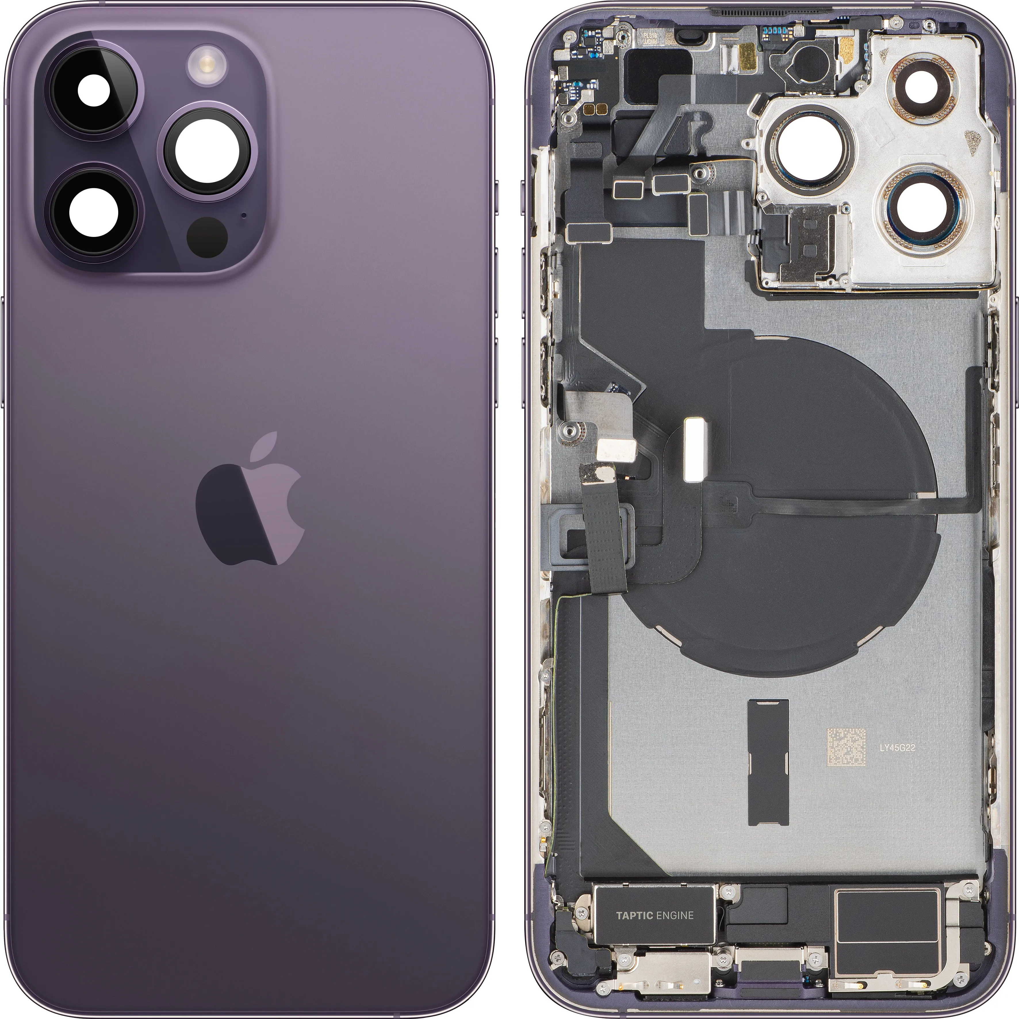 Cover Batteria Apple iPhone 14 Pro Max, Con Scocca Centrale, Parti Complete, Viola (Deep Purple), Swap Premium