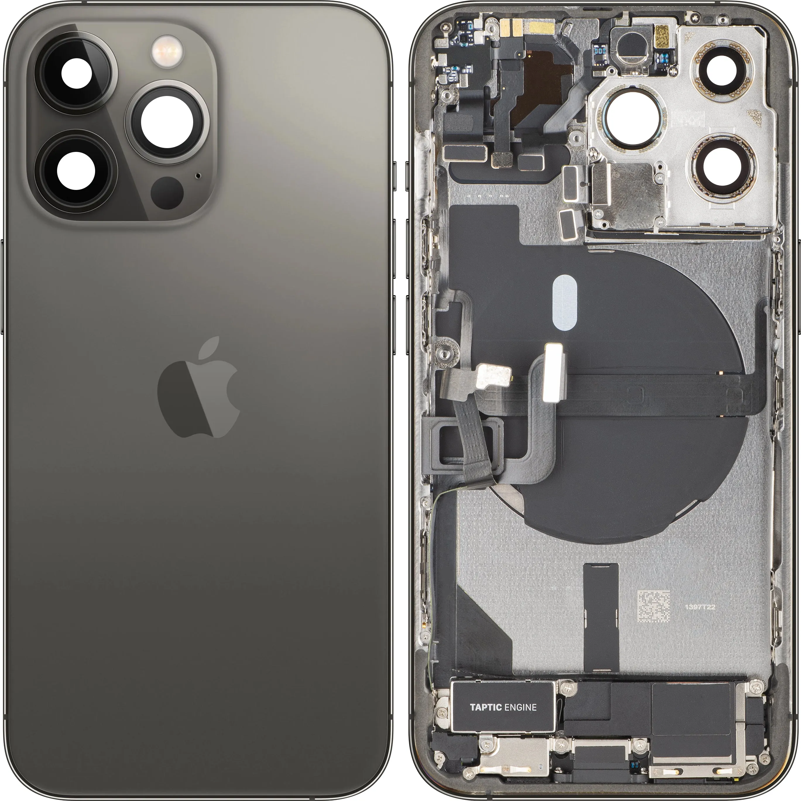 Copertura Batteria Apple iPhone 13 Pro, Con Scocca Centrale, Parti Complete, Nero (Graphite), Swap Premium