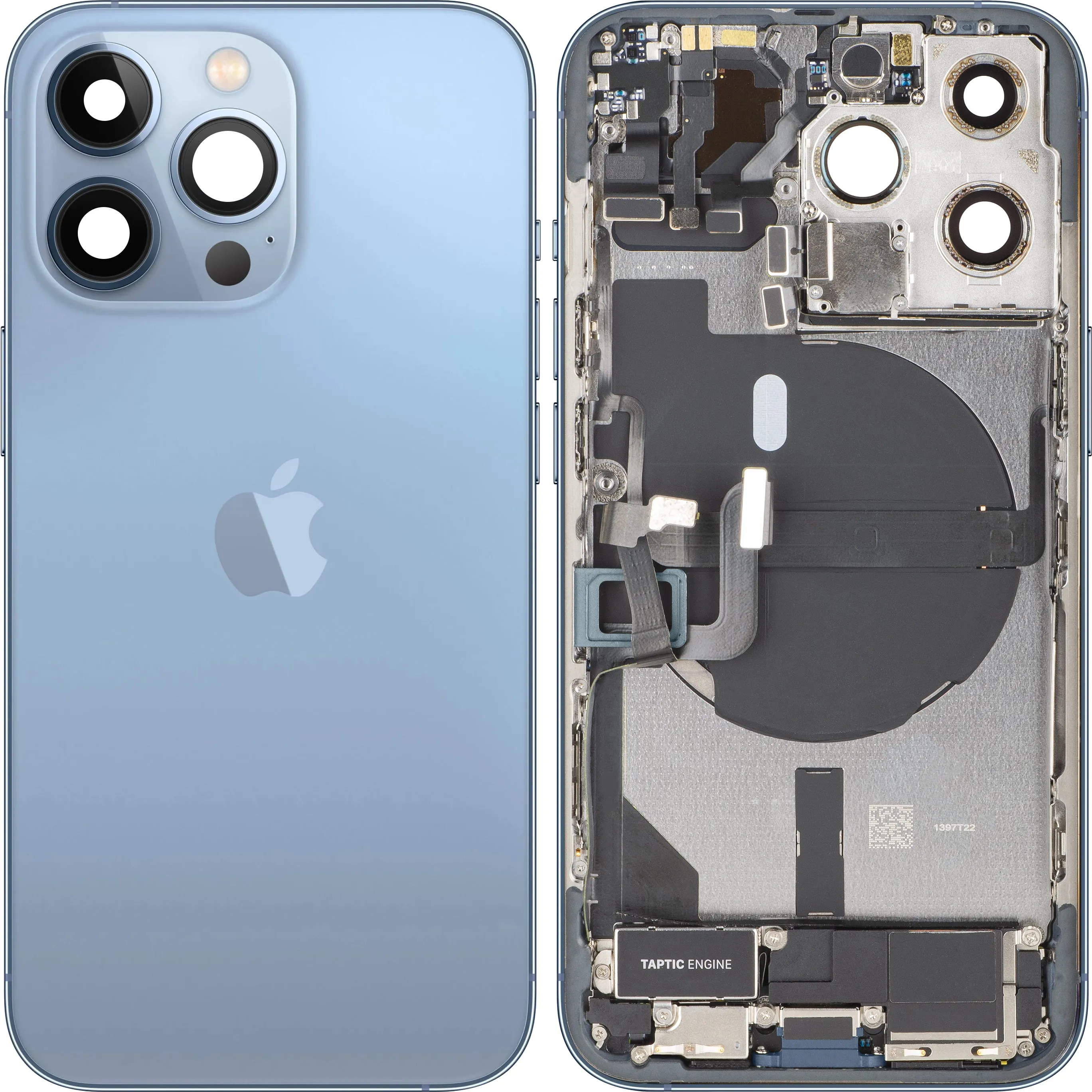 Copertura Batteria Apple iPhone 13 Pro, Con Scocca Centrale, Parti Complete, Blu (Sierra Blue), Swap Premium