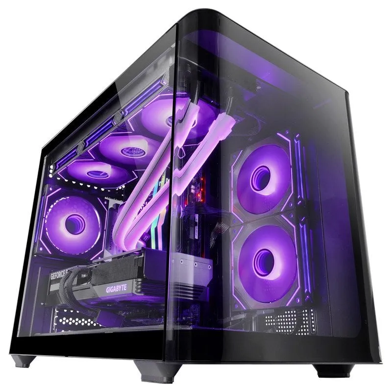 Custodia da gioco Mars Gaming MC-FUSIONM Micro-ATX in vetro temperato a doppia camera curva continua nera