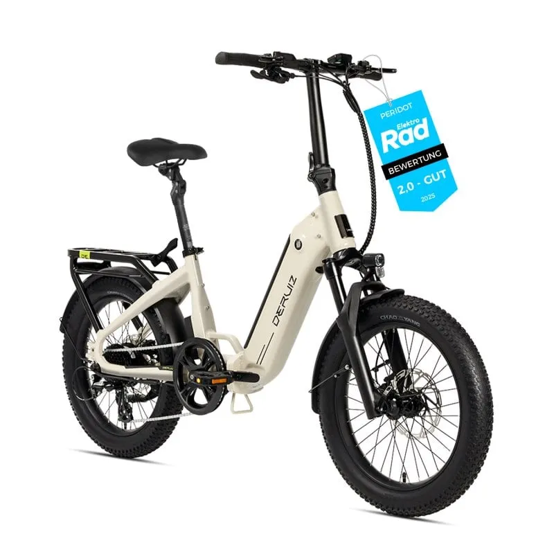 Bicicletta elettrica pieghevole Deruiz Peridot 20" 500 Wh autonomia massima di 143 km bianca