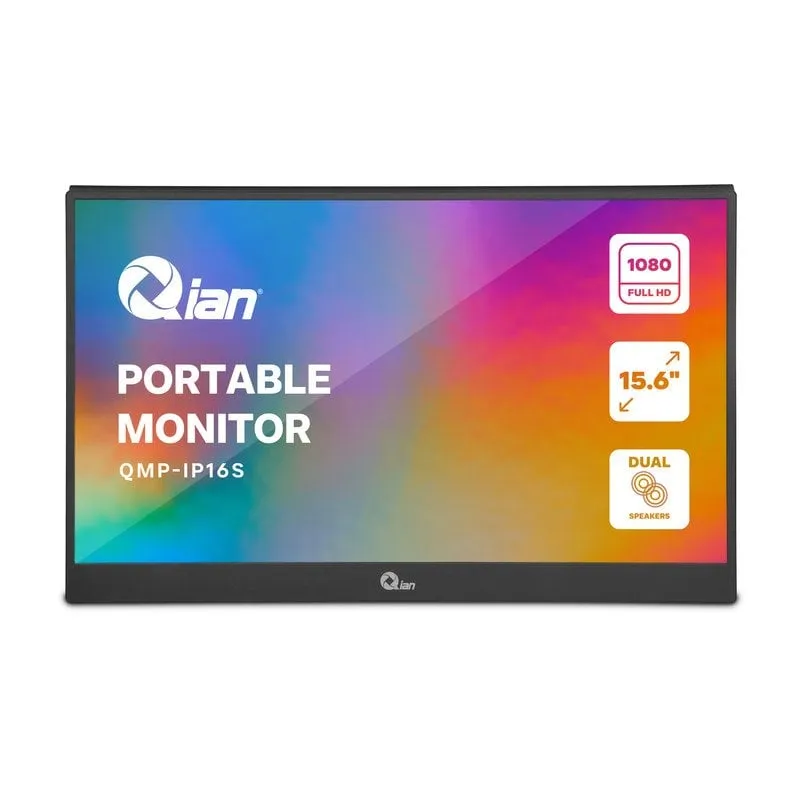 Monitor portatile Qian QMP-IP16S 15,6" IPS FHD 1080p con doppi altoparlanti