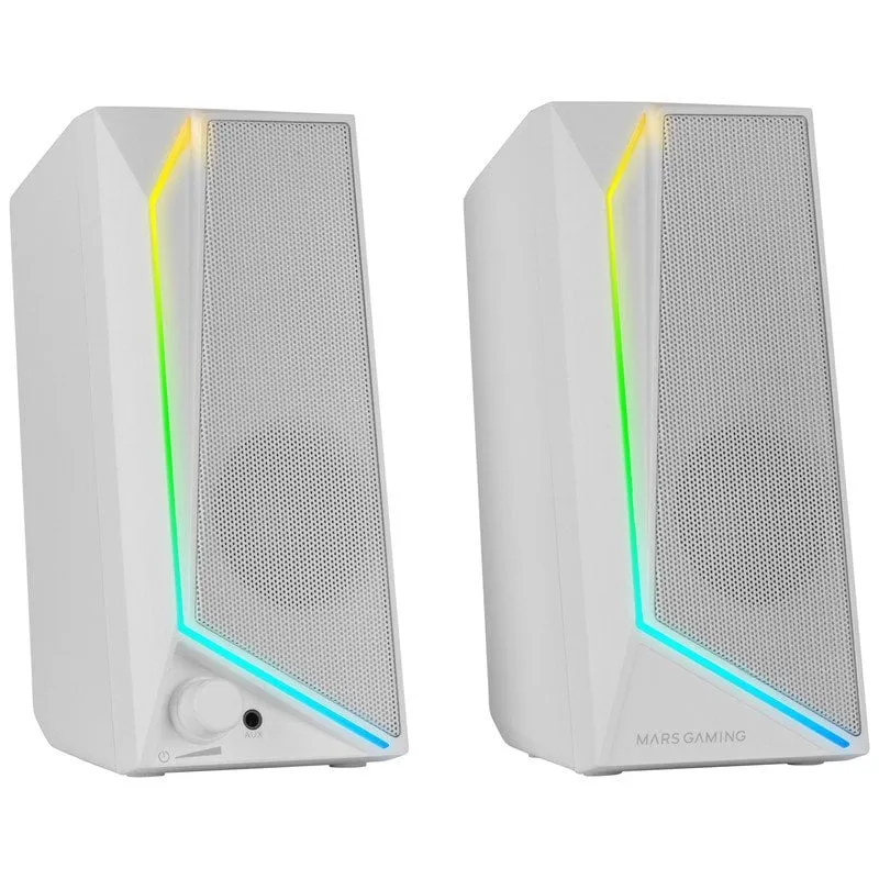 Mars Gaming MS72 Altoparlanti da gioco 15W RGB Flow 2 Driver attivi Chipset DSP Jack USB 3,5 mm Bianco