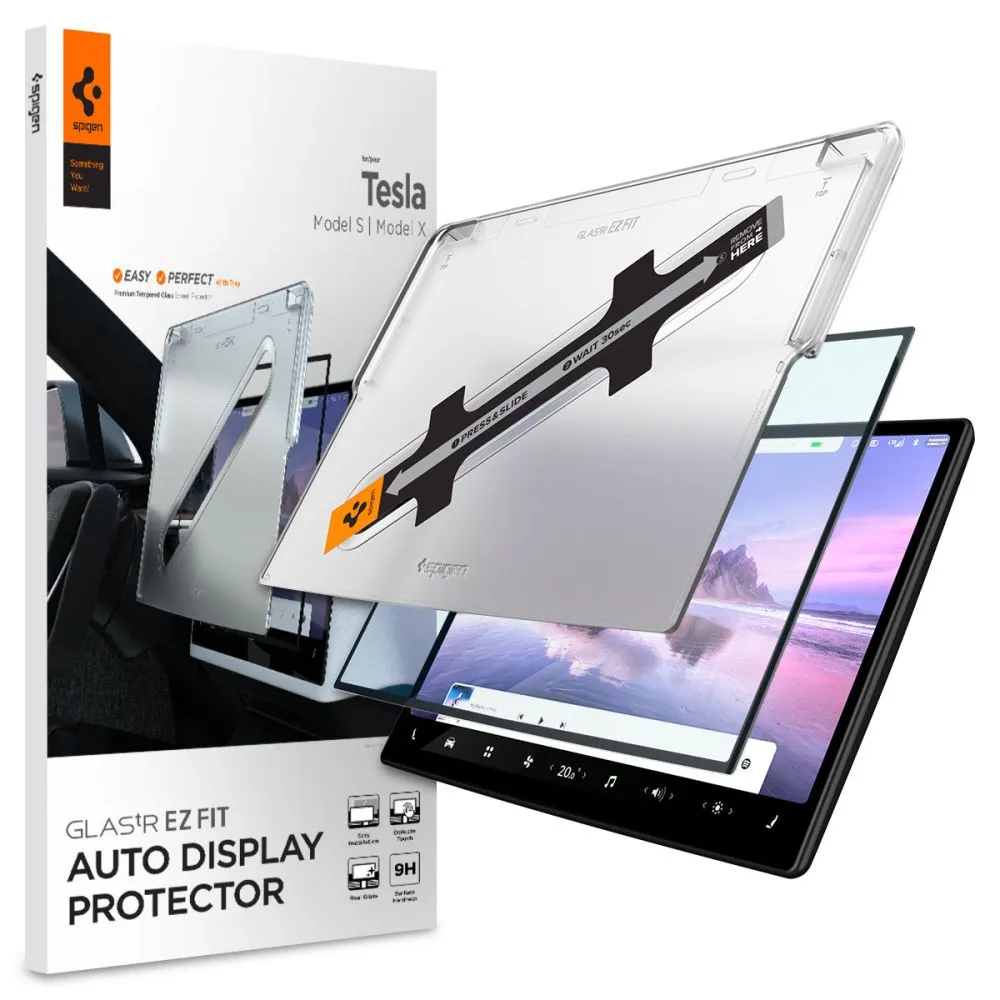 Pellicola Protettiva Spigen GlastR EZ FIT per Navigazione Tesla X / S (2022 - 2021), Vetro Temperato AGL04688