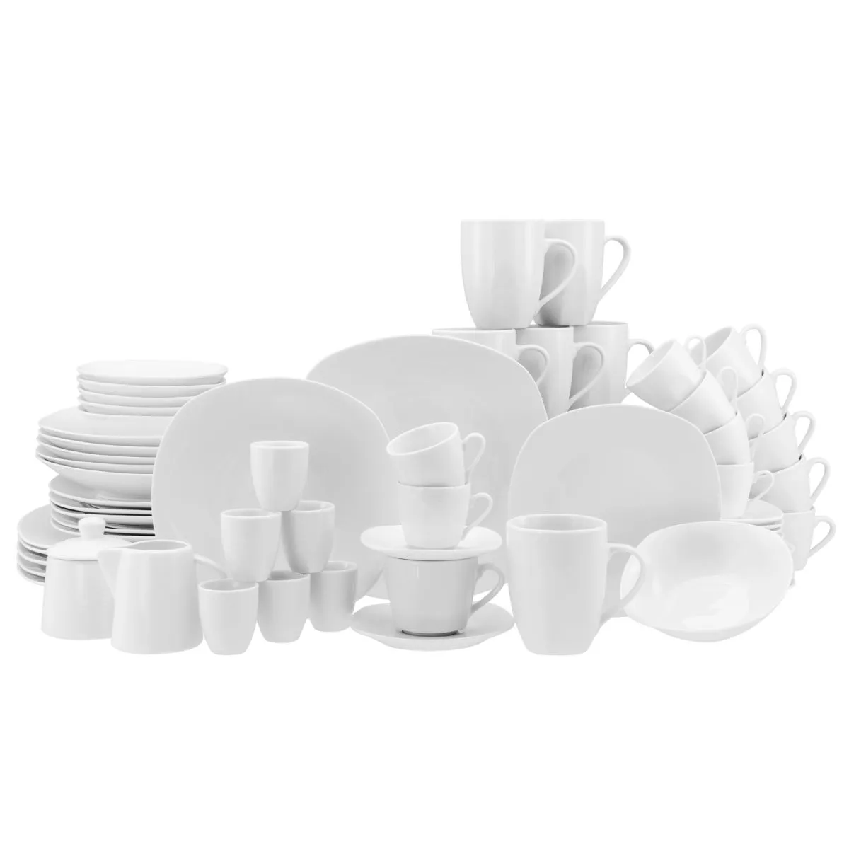 creaTable Bianco quadrato - Servizio combinato 62 pezzi; bianco