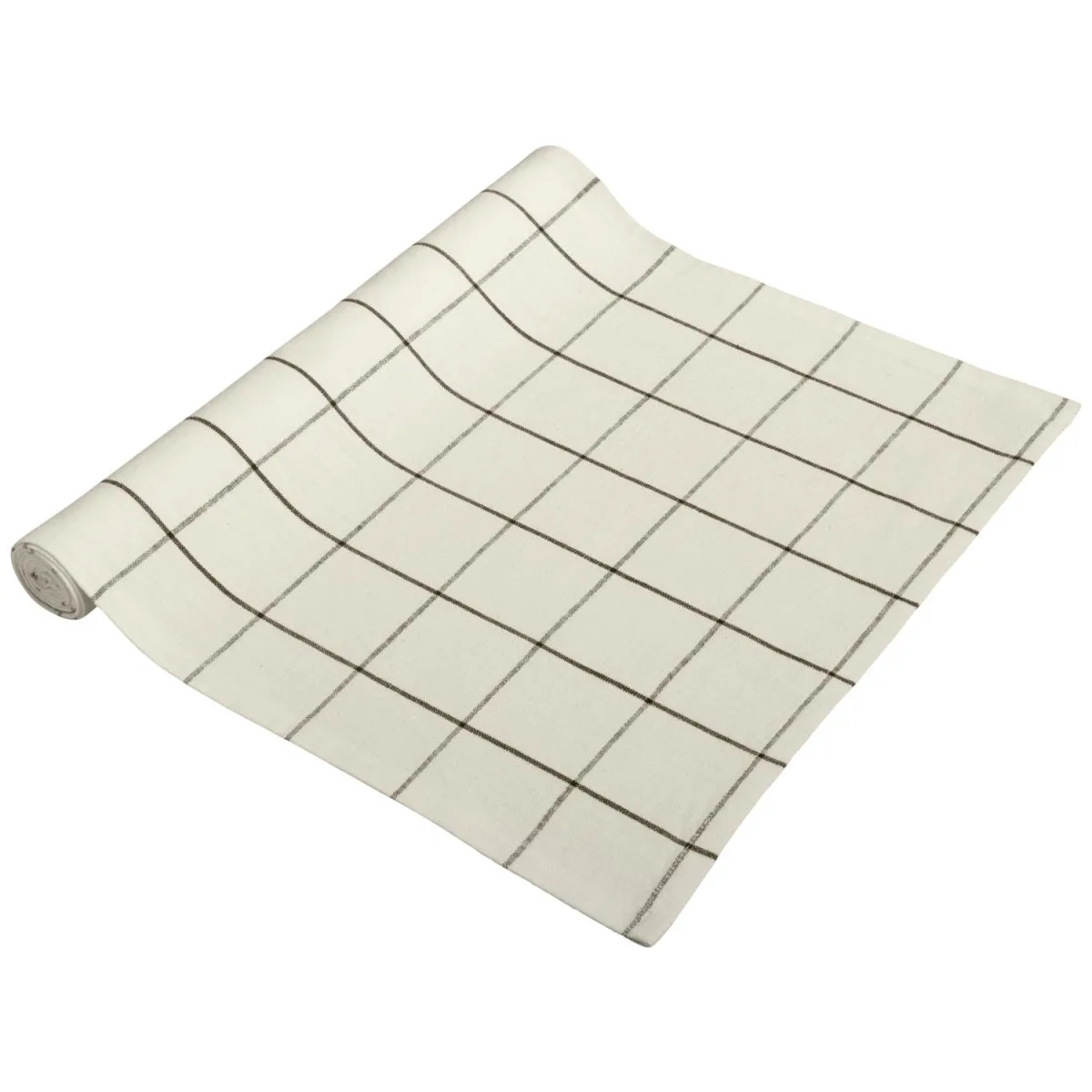 ERWIN M. Runner tavola Skan quadretti grandi; 40x120 cm (LxL); bianco crema/antracite