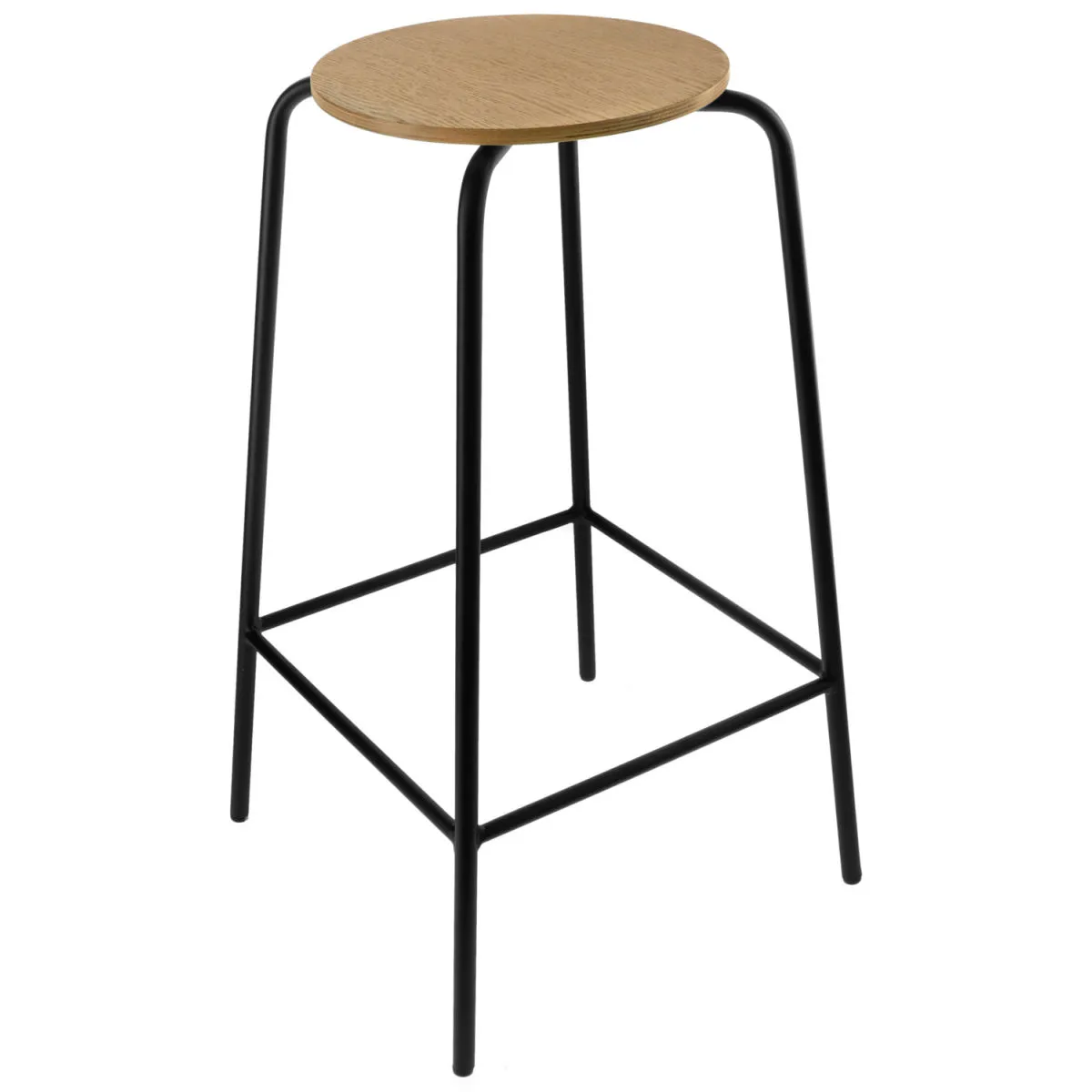 2x PULSIVA Sgabello da bar Sky; 44x44x76 cm (LxPxH); seduta quercia, struttura nero; 2 pz. / Pacco