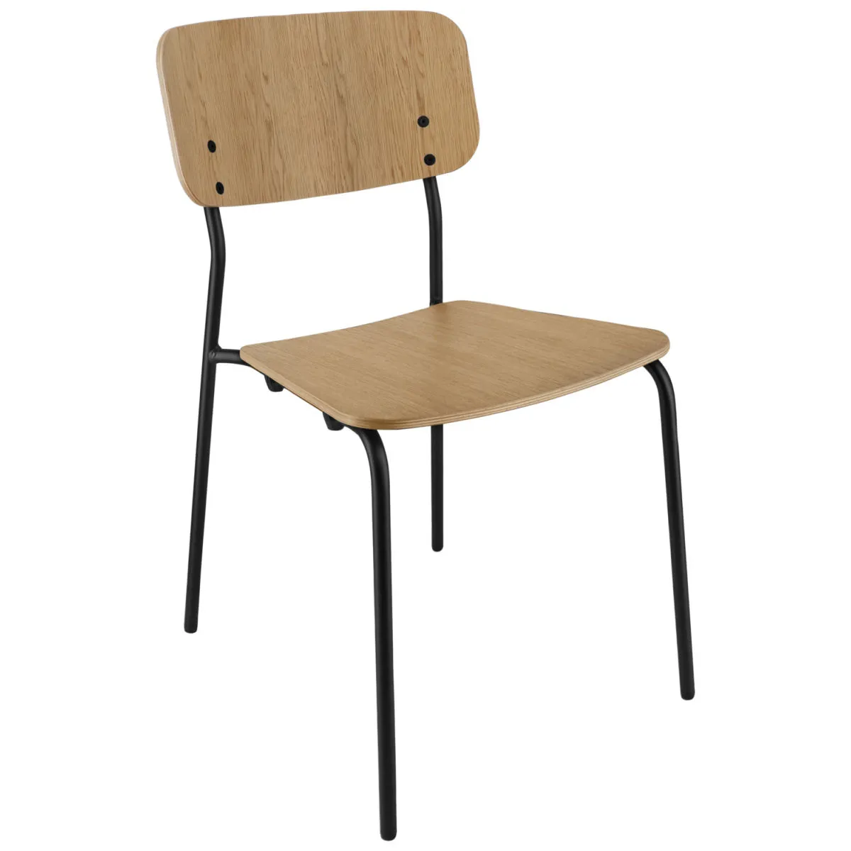 4x PULSIVA Sedia in legno Kantino; 46x52x78 cm (LxPxH); seduta quercia, struttura nero; 4 pz. / Pacco