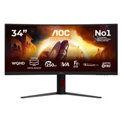 Monitor 34" ( LED 3440x1440 UWQHD 250Hz ) Curvo Black e Red CU34G4ZCA