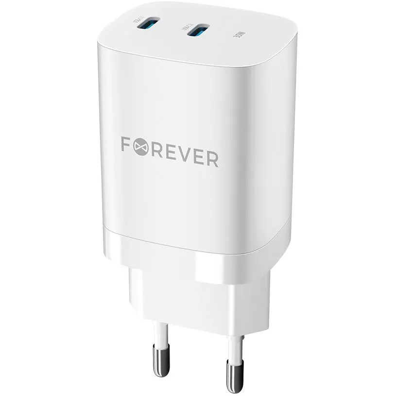 Caricabatterie Retea Forever TC-05-35CC, 35W, 3A, 2 x USB-C, Bianco