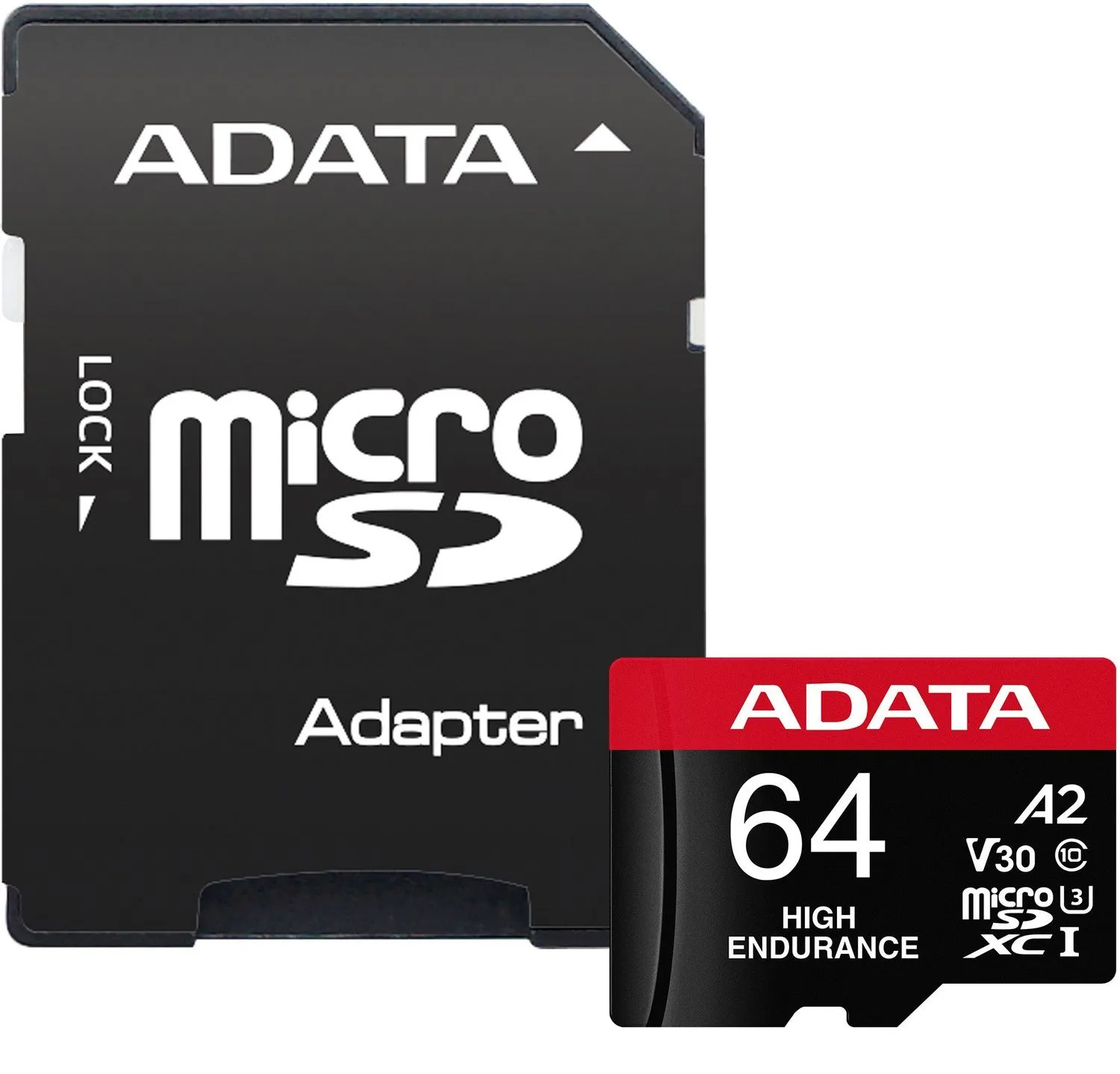 Scheda di Memoria microSDXC Adata High Endurance, 64Gb, Classe 10 / UHS-1 U3, Con Adattatore AUSDX64GUI3V30SHA2-RA1