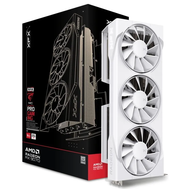XFX SWIFT AMD Radeon RX 9070 OC Tripla ventola 16 GB GDDR6 FSR 4 Bianco