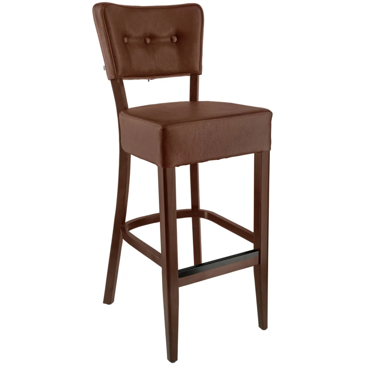2x VEGA Sgabello Winslow similpelle; 46x57x116 cm (LxPxH); seduta marrone, struttura tabacco verniciato; 2 pz. / Pacco