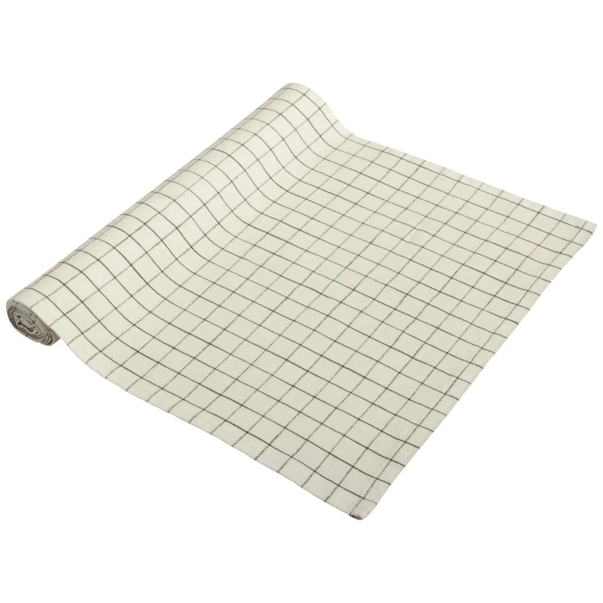 ERWIN M. Runner tavola Skan quadretti piccoli; 40x120 cm (LxL); bianco crema/antracite