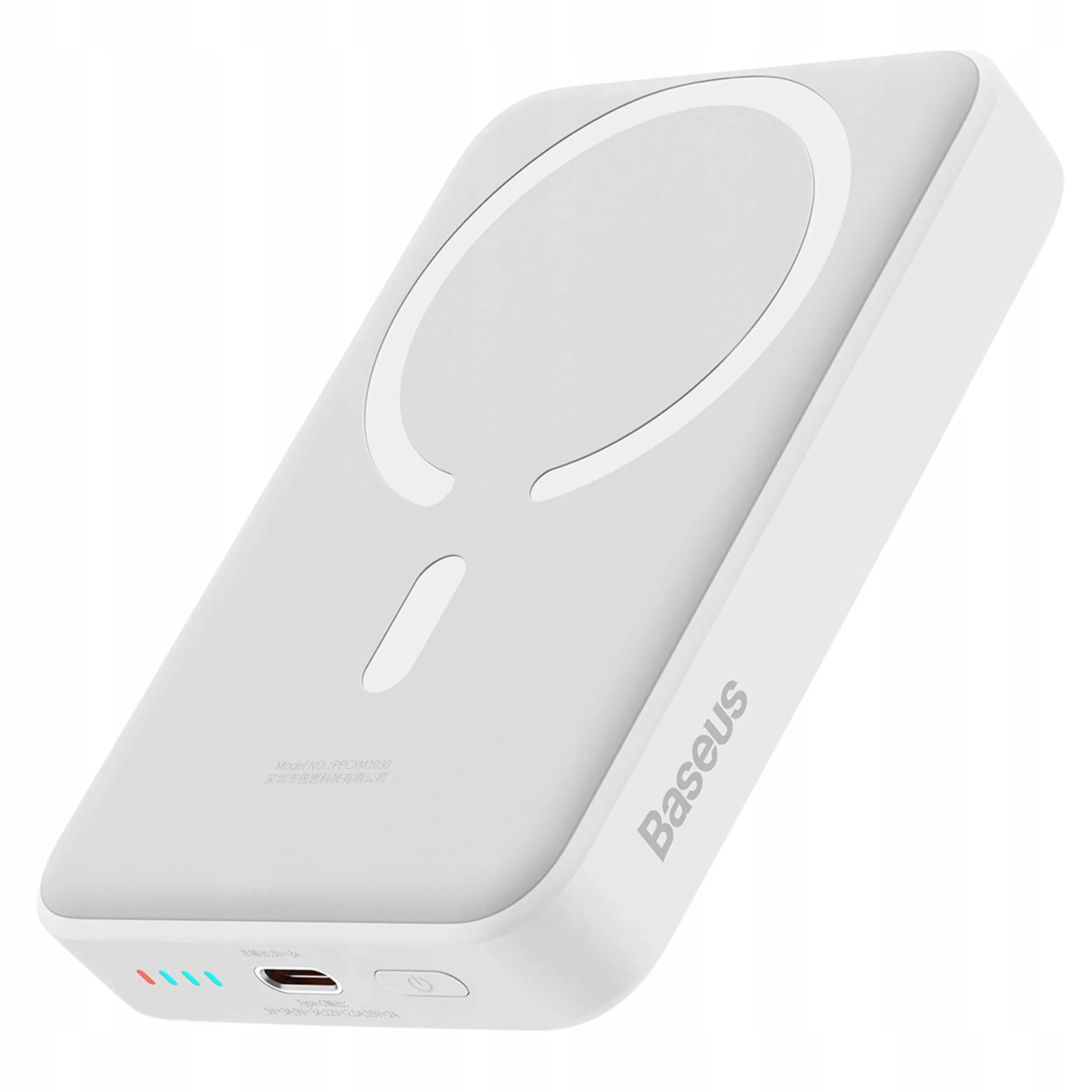 Batteria Esterna Wireless Baseus Magnetic Mini, 10000mAh, 30W, PD + FQI, 1 x QI - 1 x USB-C, Bianca PPCX110202