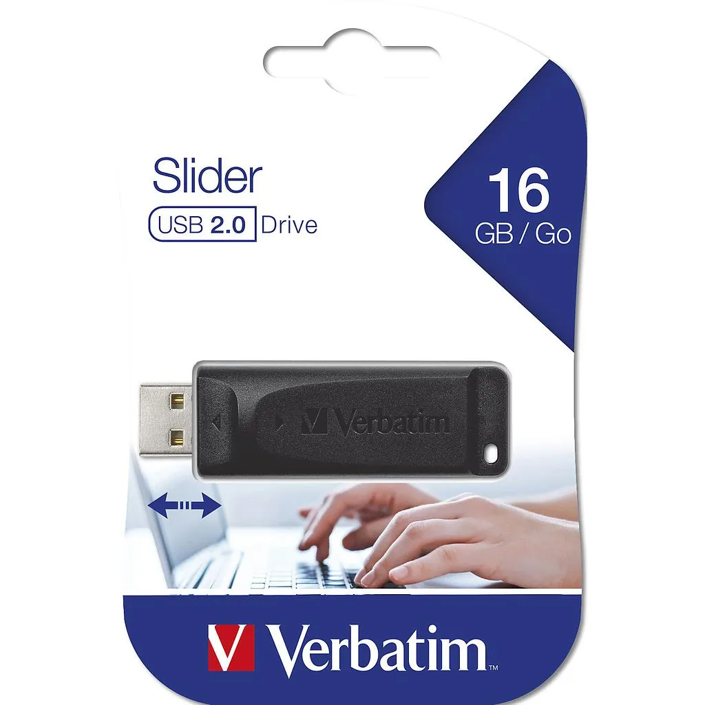 Memoria Esterna USB-A Verbatim PenDrive Slider, 16Gb