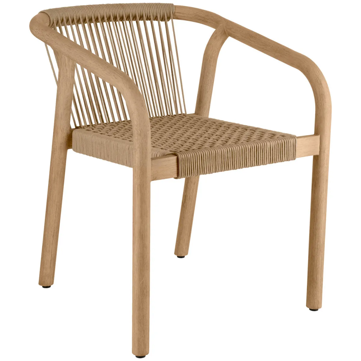 2x VEGA Sedia da esterno Kando; 58x58x75 cm (LxPxH); seduta beige, struttura naturale; 2 pz. / Pacco
