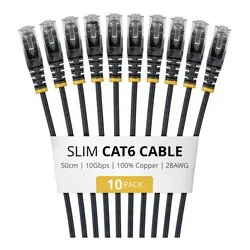 Cavo di rete 6 U/UTP Patch Cable 10 Pack Black 0,5m N6PAT50CMBKS10PK