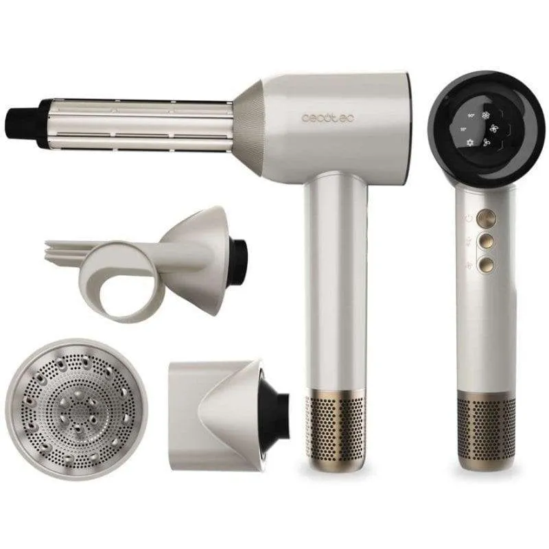 Styler ad aria Cecotec DryGlam Waves 1600W Plasma Ionica 4 Accessori Display Digitale Champagne