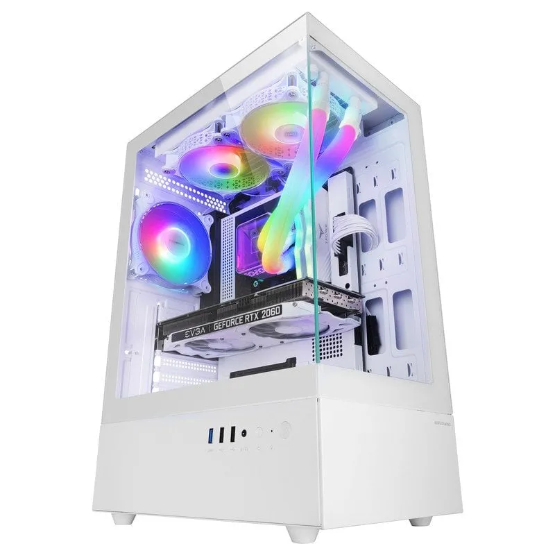 Mars Gaming Mc-xo ATX Mid-Tower Case con doppio vetro temperato, ventola FRGB da 120 mm, doppia camera, bianco