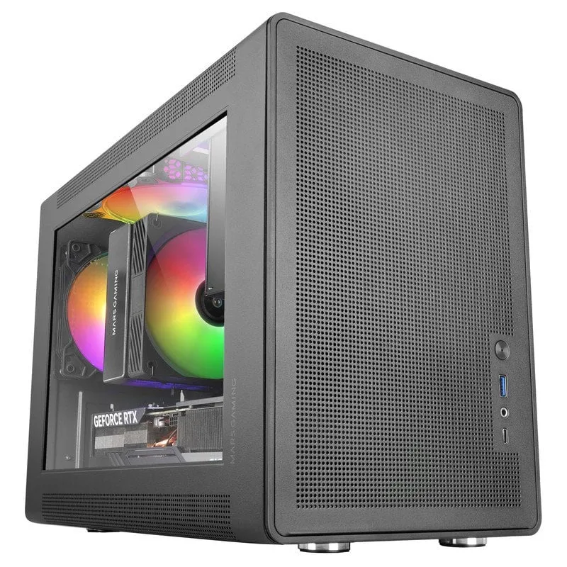 Mars Gaming Mc-xps Mini Tower Micro ATX Vetro temperato Posteriore Frgb Ventola 120mm USB-C Nero