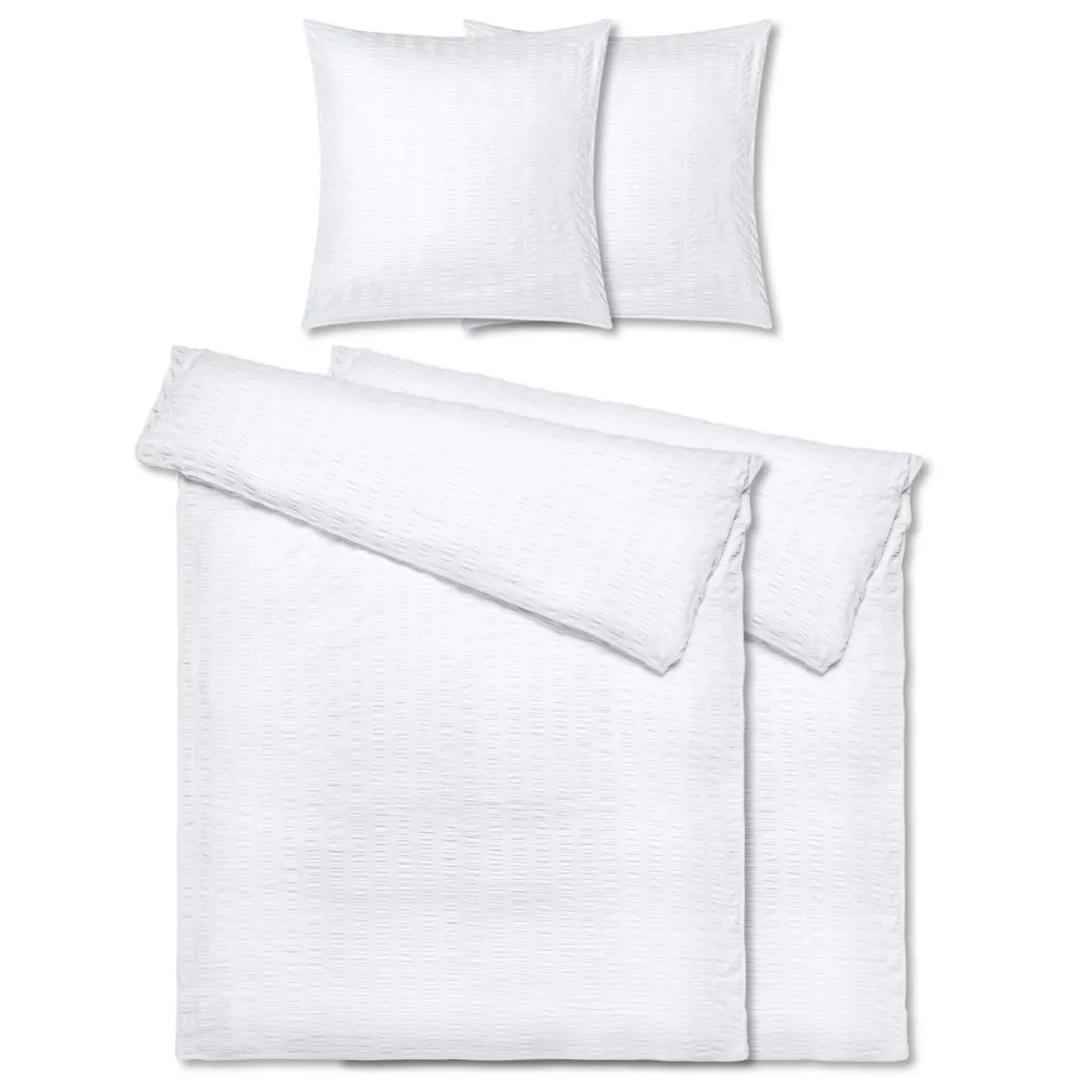 2x PULSIVA Set copripiumino e federa Fano; 135x200 cm (LxL), 80x80 cm (LxL); bianco; 2 set / Pacco