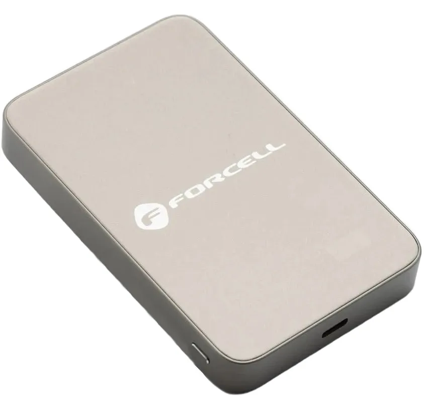 Batteria Esterna Wireless Forcell F5K8, 5000mAh, 15W, PD + FQI, 1 x QI - 1 x USB-C, Dorata