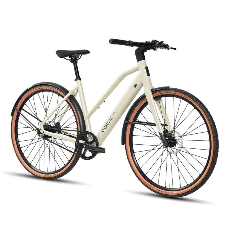 Deruiz Turmali S 2025 Bicicletta elettrica urbana 28" 360wh E-bike Motore ruota posteriore 250w 35nm Bianco