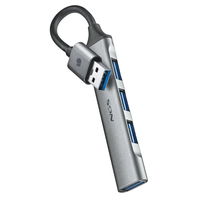 NGS IHUB4 MICRO HUB 4 porte USB-A 3.2 5000 Mbit/s a 1x USB 3.2 / 3x USB Argento