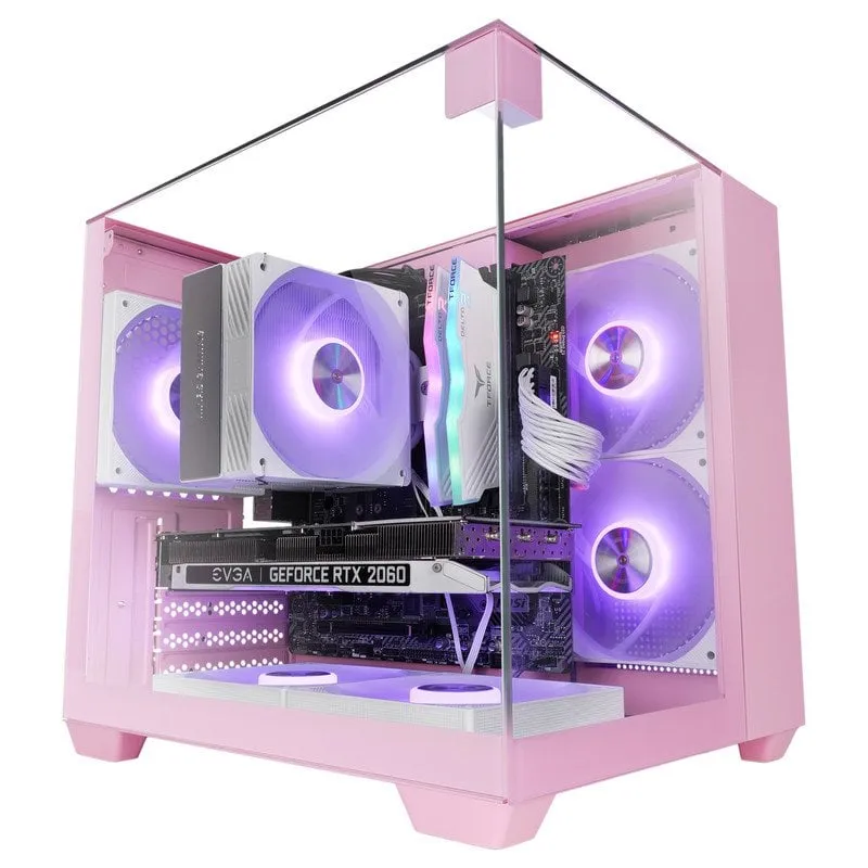 Mars Gaming Mc-visionm Compact MicroATX Triple Tempered Glass Dual Chamber Rosa PC Case
