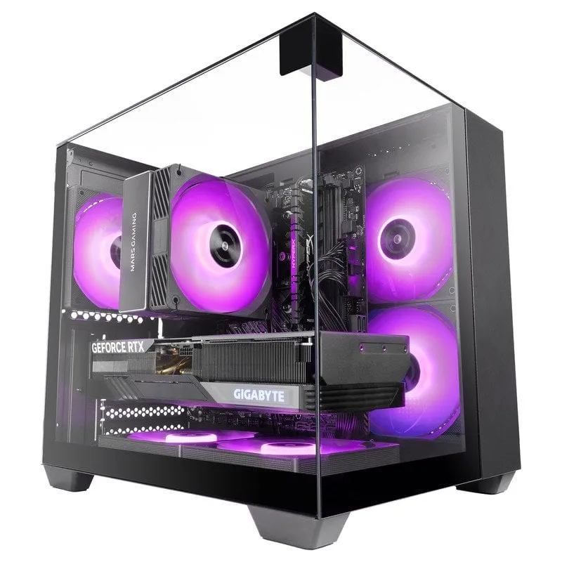 Mars Gaming Mc-visionm Compact MicroATX PC Case Triplo Vetro Temperato Doppia Camera Nero