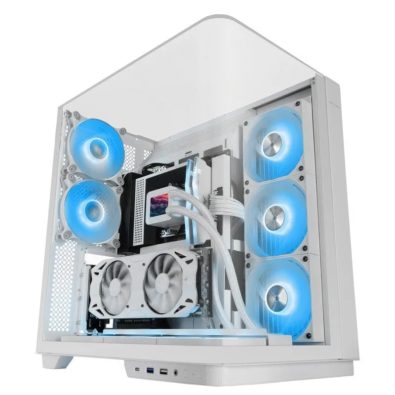 Mars Gaming Mc-infinio ATX PC Case Vetro temperato Curvo 2x 120mm Ventole Argb Usb-c Bianco