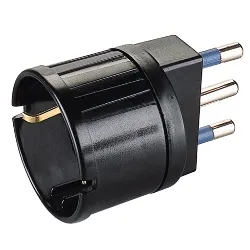Adattatore 1 presa 2P+T (std italiano 10A e tedesco 16A) Nero PP0432 1R