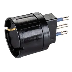 Adattatore 1 presa 2P+T (std italiano 10A e tedesco 16A) Nero PP0433 1R