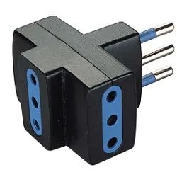 Adattatore 3 prese 2P+T 10A (std italiano) Nero PP0447 1R