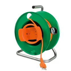 Avvolgicavo elettrico (25m; H05VV-F 3x1,5 mmq) 1P Arancio e Verde PP0719