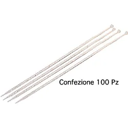 Set fascette cablaggio 100 pz (2,5x98mm) per serraggio cavi da 1 a 21 mm Bianco PP0308