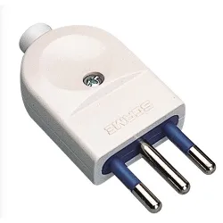 Spina elettrica 2P+T 10A (std italiano) per cavo assiale Bianco PP0457R